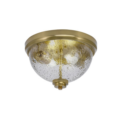 Georgios 12" Flush Mount, 2-Bulbs, With Ribbed Clear Bubble Glass