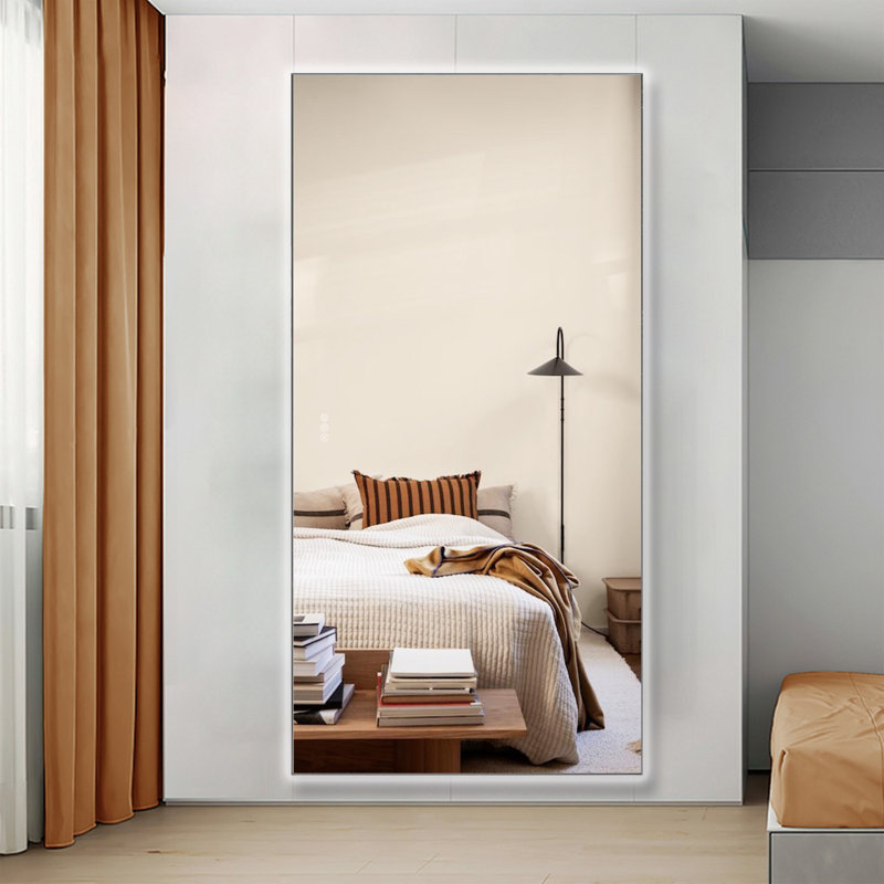 Miroir mural lumineux, 60 po x 36 po, Métal industriel cendré