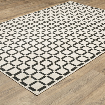 Harlow Geometric Tile Beige/ Black Area Rug