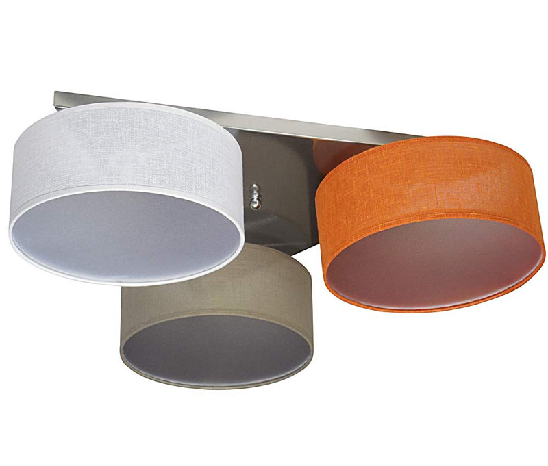 Pulley Fabric Semi Flush Mount, White/Light brown/Orange