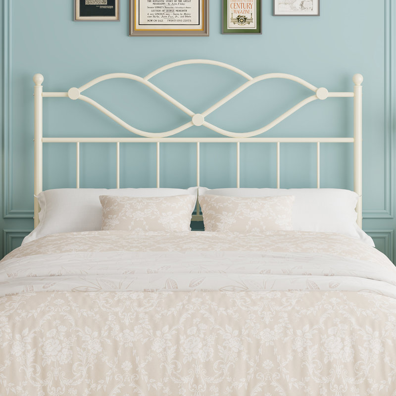 Tête de lit moderne et rétro en métal pour cadre de lit grand, Grand lit, Beige