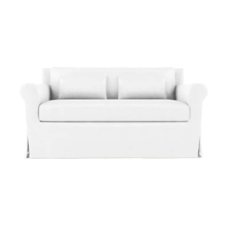 Causeuse à accoudoirs arrondis Ludlow, H 34 po x l 60 po x P 42 po, Cuir rétro blanc, Patiné
