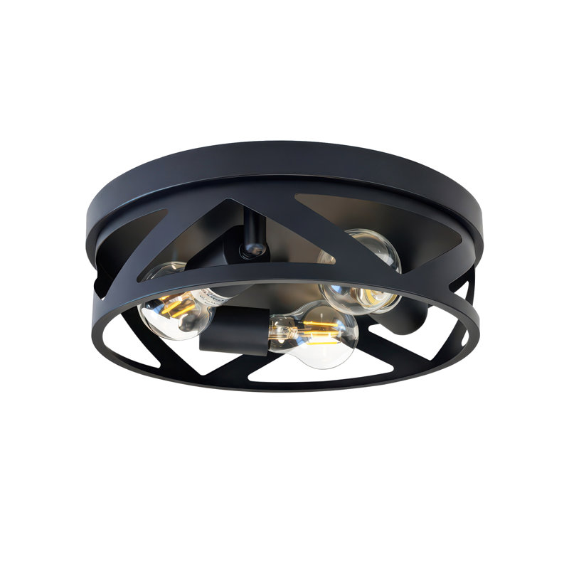 1-pack Modern Geometric Crisscross Black Metal 3-light Flush Mount Ceiling Light(bulb Not Included)