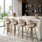 Beasley Beige Fabric Bar Stool with White Washed Wood Legs