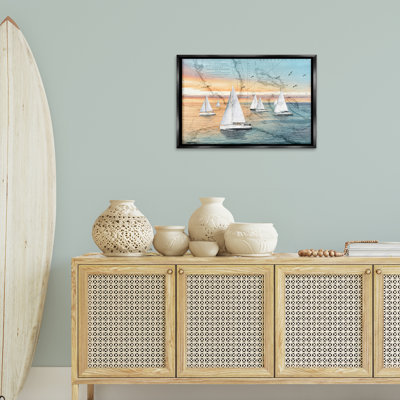 Nautical Ships & Vintage Map Floating Frame, design by Amber Sterling
