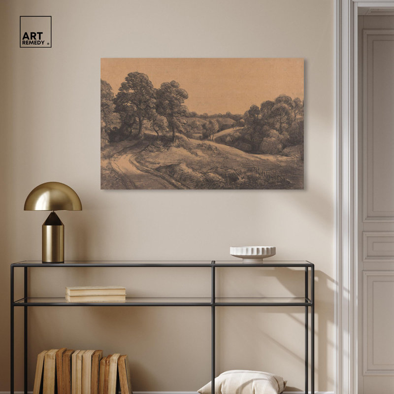Wooded Slope Vintage Landscape Canvas Art, 36" x 24", Gallery Wrapped
