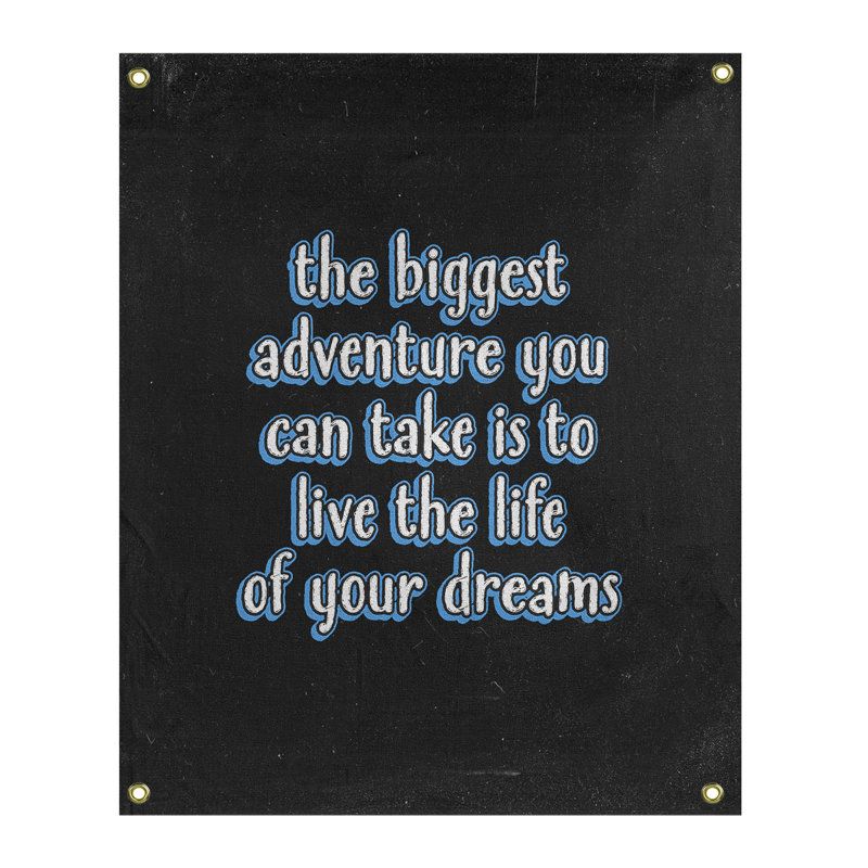 Tapisserie tableau noir en polyester le plus grand de la citation adventure, H 59 pi x l 50 po, Bleu