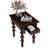 Retro 3-Piece Solid Wood Coffee Table Set With Storage Drawer-1216795151