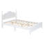 Structure de lit double en bois pleine grandeur, lit plateforme de style rétro avec support en lattes de bois