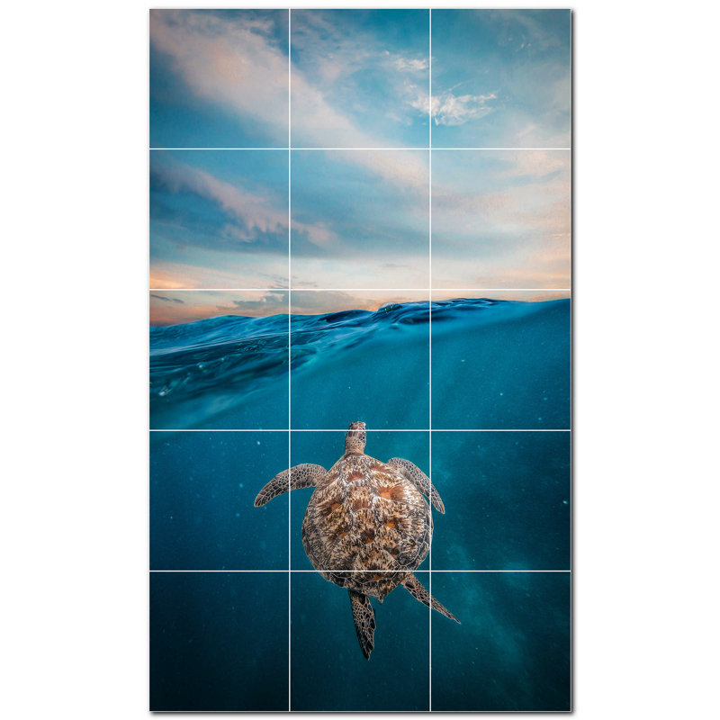 Murale en céramique satinée 8 po x 8 po Turtle Photo