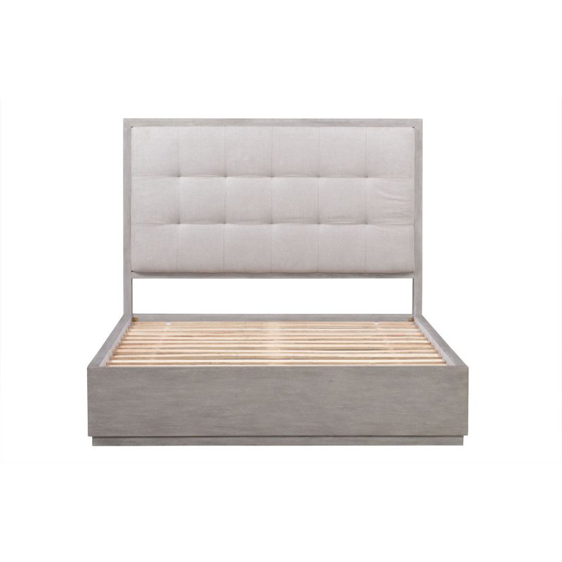 Adlia Full/Double Wire-Brushed Solid Wood Upholstered Storage Platform Bed with Tufted Headboard