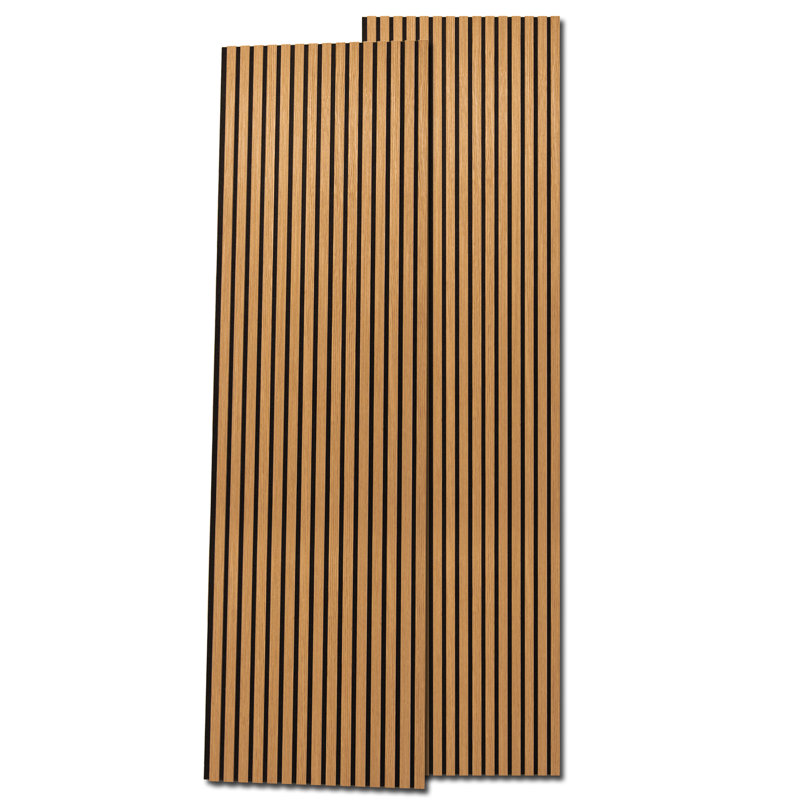 2 Pcs Acoustic Wood Wall Panelling, 3D Slat Wall Panelling for Wall and Ceiling Decor (31 sq.ft/Case), Teak, 24'' x 94.5"