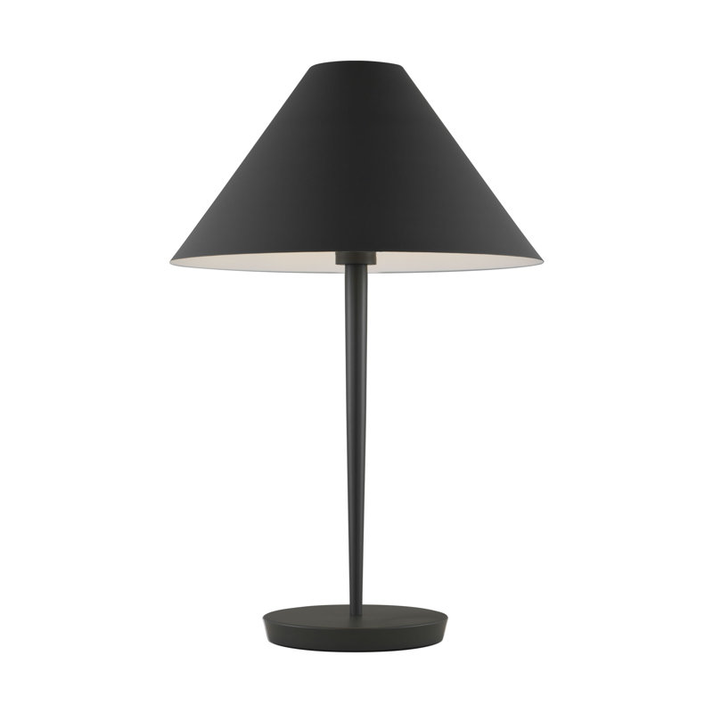 Kelly Wearstler Contra 1 Light Bedroom Home Office Living Room Lamp In Matte Charcoal Finish With Matte Charcoal Shade, Black