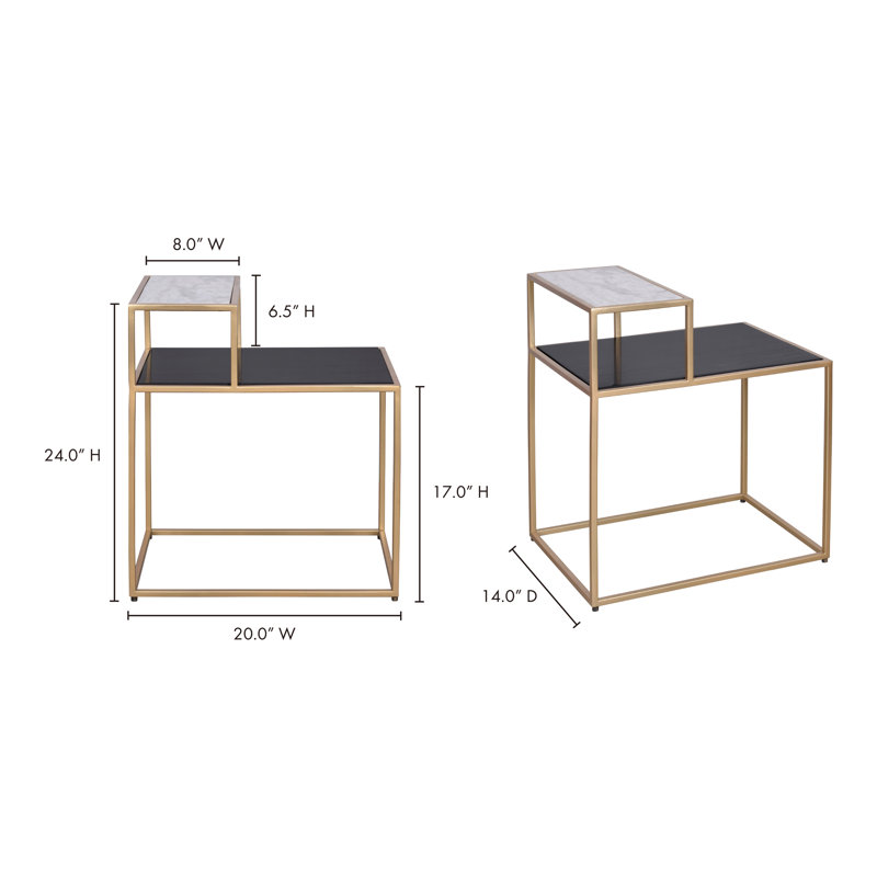 Sanin Marble Frame End Table with Storage
