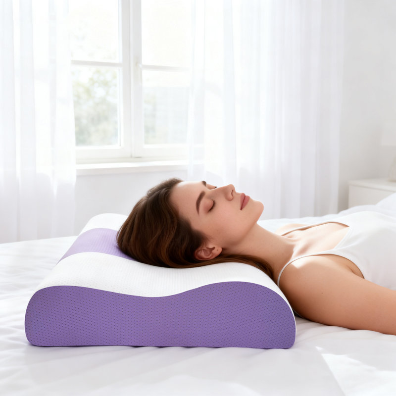 Oreiller cervical ergonomique en mousse à mémoire de forme avec soutien profilé de la nuque et housse lavable en Tencel