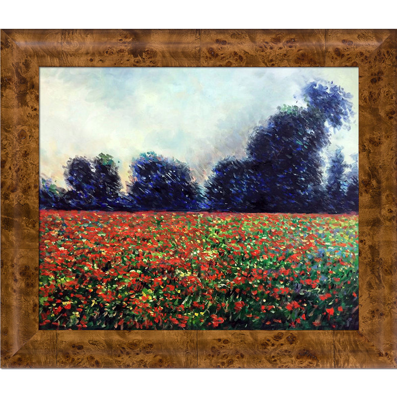 Coquelicots à Giverny par Claude Monet - reproduction d'art sur toile encadrée, H 25,75 po x l 29,75 po x P 2 po