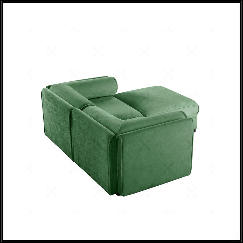 Canapé en chenille 2 places avec repose-pieds, Vert