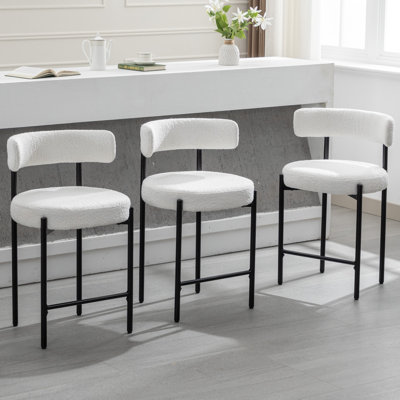 Najira 24" Upholstered Low Back Counter Stool with Metal Frame