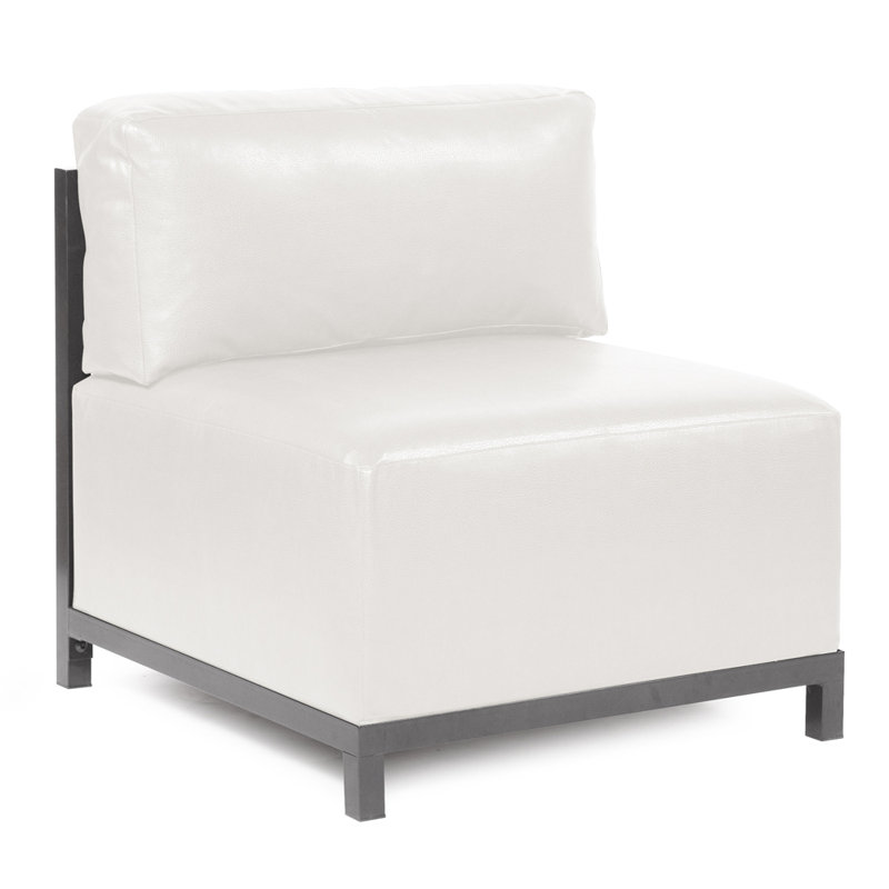 Woodsen Box Cushion Armchair Slipcover, White Faux Leather