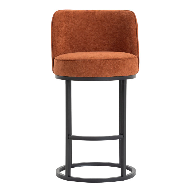 2-piece Linen-upholstered Bar Stools With Backrest For Kitchen Island, Burgundy
