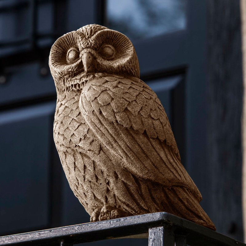 Night Owl Statue, Aged Limestone