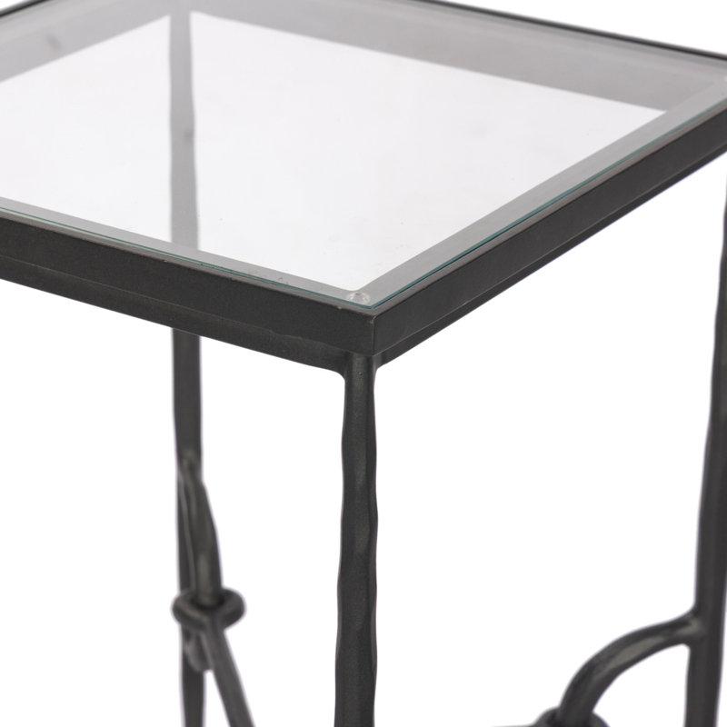 Babylon End Table-Hammered Gunmetal, 20" H x 13"W x 13" D