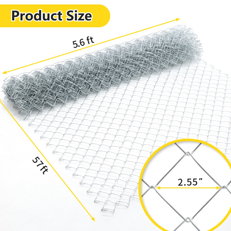 Clôture en métal galvanisé de 5,6 pi x 57 pi pour les bovins et les chevaux - Léger et flexible, facile à monter, à utilisation intensive, enduit de zinc, structure robuste, peu d'entretien, pâturages idéaux