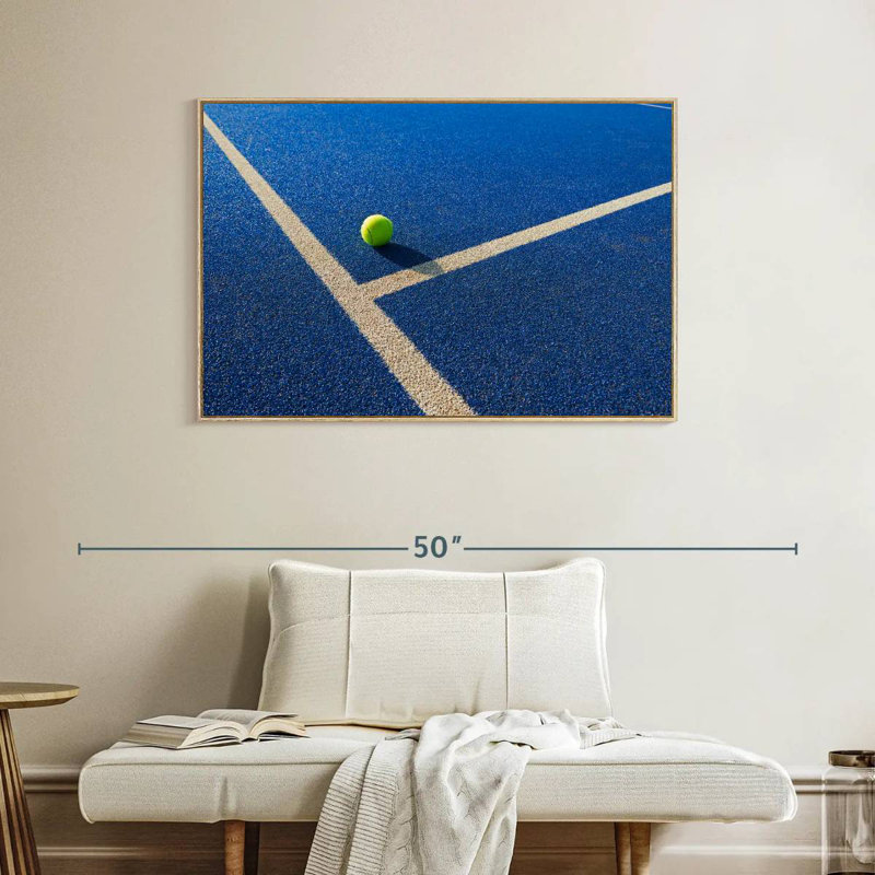 Balle de tennis, Cadre flottant en bois naturel, 40 po x 27 po