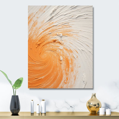 Orange et blanc, spirale minimale - spirale abstraite, art mural en métal