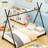 Metal Twin Size House Platform Bed With Triangle Structure-1953352811