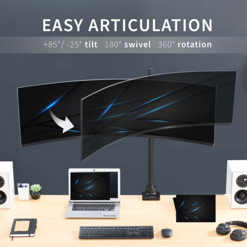 Extra Tall Black Single Ultrawide Monitor Desk Mount