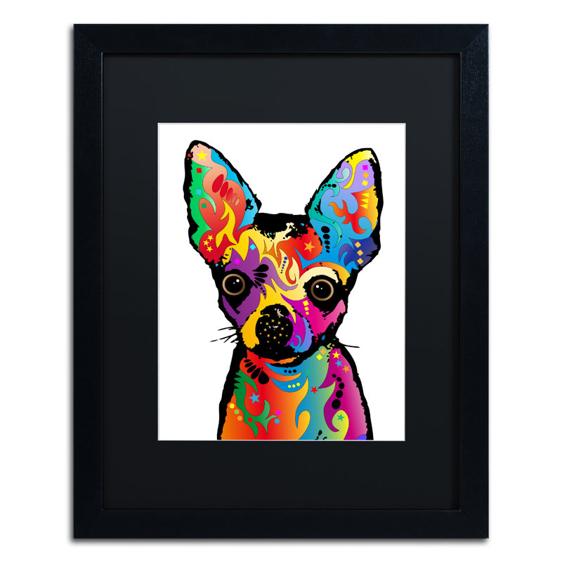 « chihuahua dog white », impression encadrée, H 14 po x l 11 po x P 0,5 po, Noir