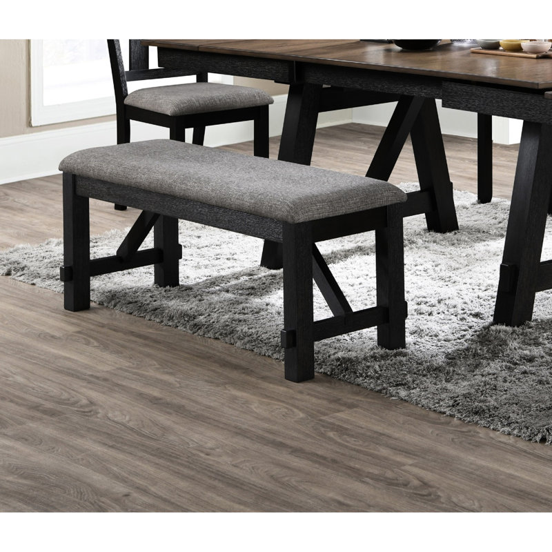 25 Lb Package Weight Bench With Upholstered Seat In Wheat Charcoal, Solid Wood Material Charcoal Finish Legs And Cushion For Dining Room