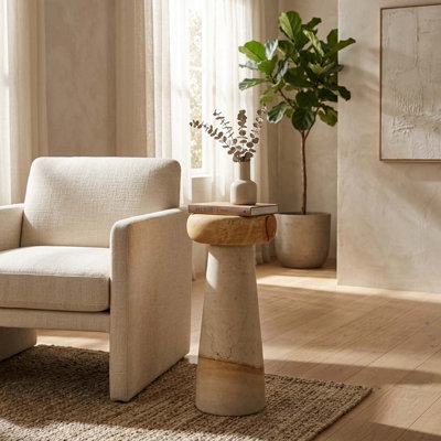 Table d'appoint en grès sculpté Minimalist