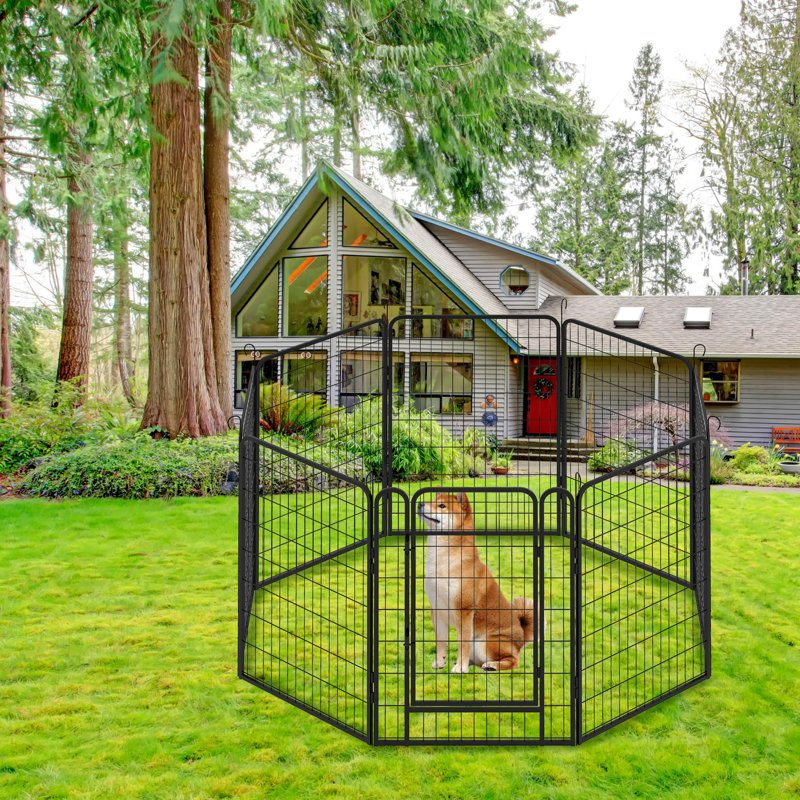 Panel Iron Exercise Pen With Door, 39.37" H x 69.45" W
