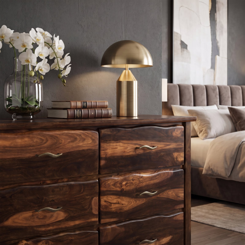 Commode double 6 tiroirs Chaliyah, Brun bison
