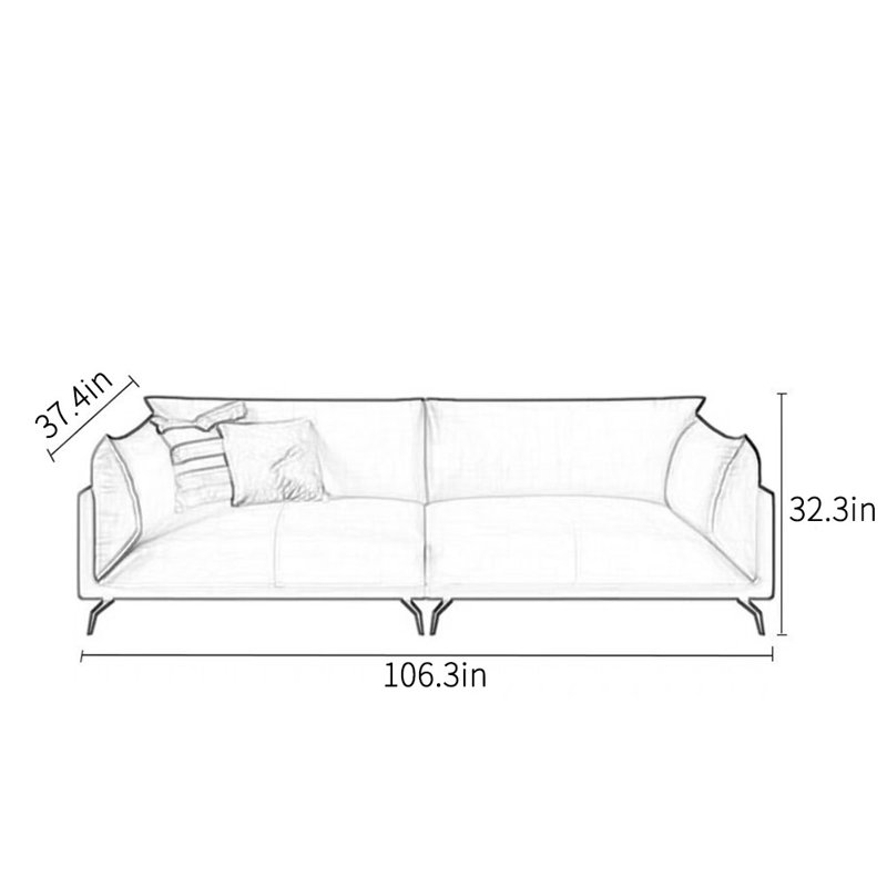Canapé de bureau Nordic, H 32,3 po x l 106,3 po x P 37,4 po, 4
