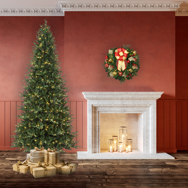 9' Lighted Artificial Fir Christmas Tree