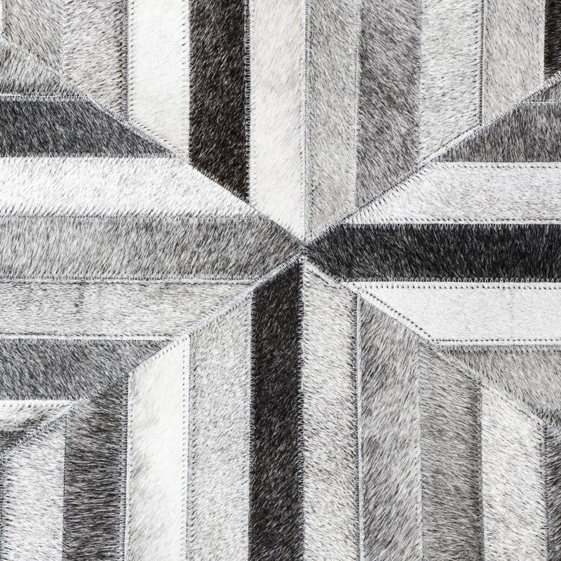 Tapis rayé gris / noir / blanc Abani, Rectangle 8 pi x 10 pi