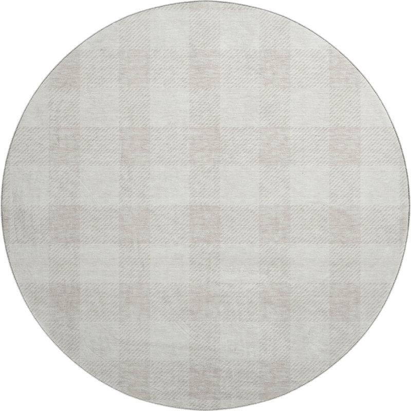 Premium Machine Washable Prisco Ivory Rug, Round 8'