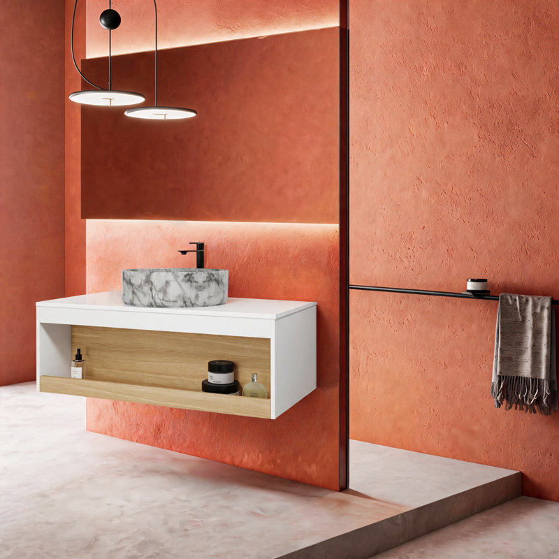 Meuble-lavabo flottant 36 "Aura (RTA) Aura, L 35,44 po, Blanc / Gris