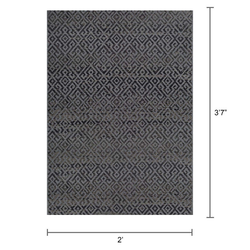 Tapis d'intérieur noir Caleigha Performance, Rectangle 2 pi x 3 pi 7 po