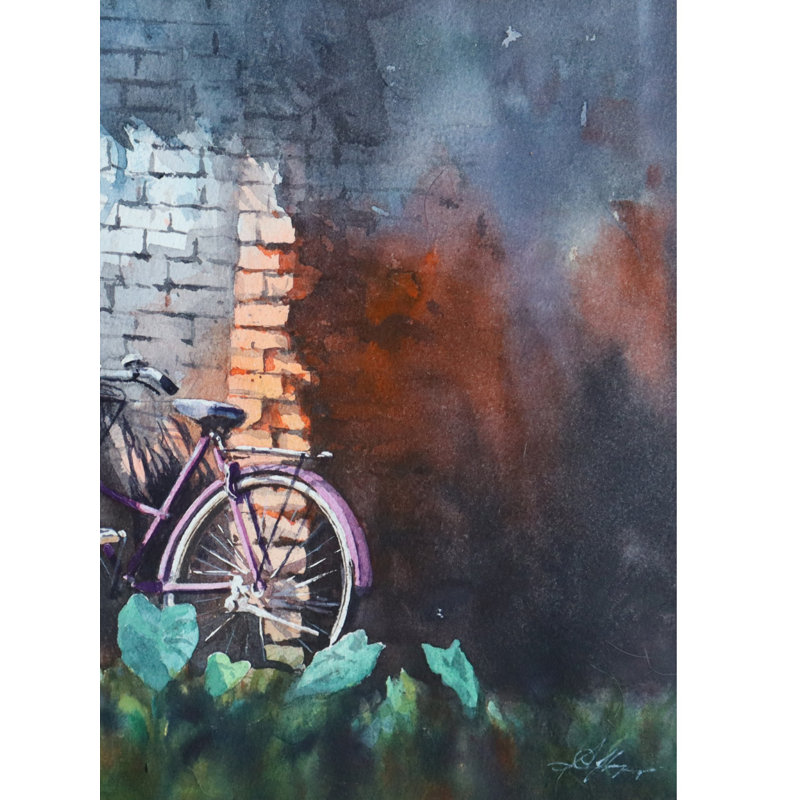 Vieux cycle | Aquarelle par Achintya Hazra | Décoration murale