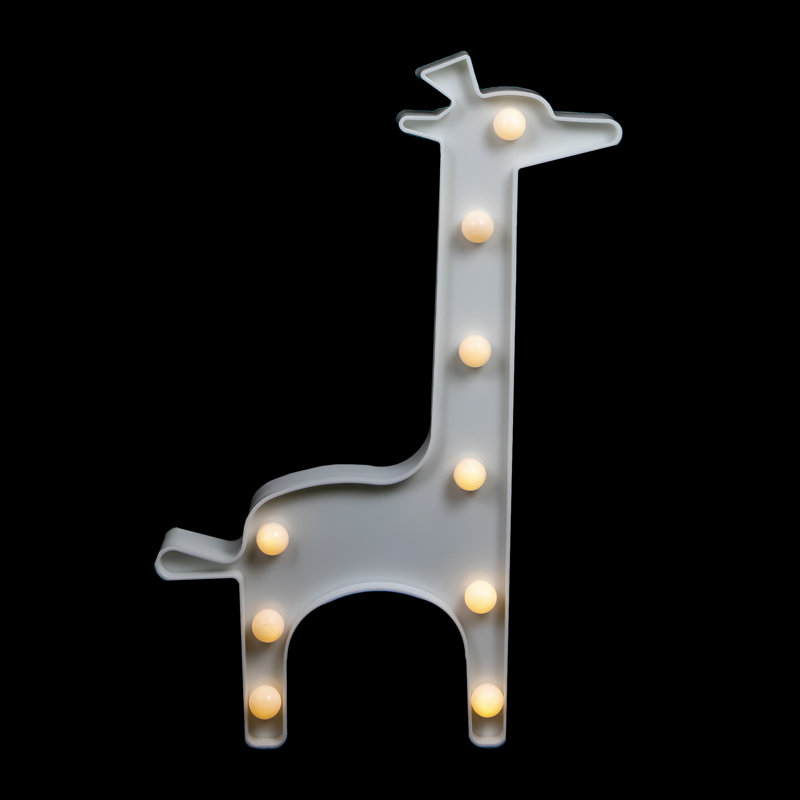 Enseigne lumineuse girafe 11,5 "à DEL, Blanc
