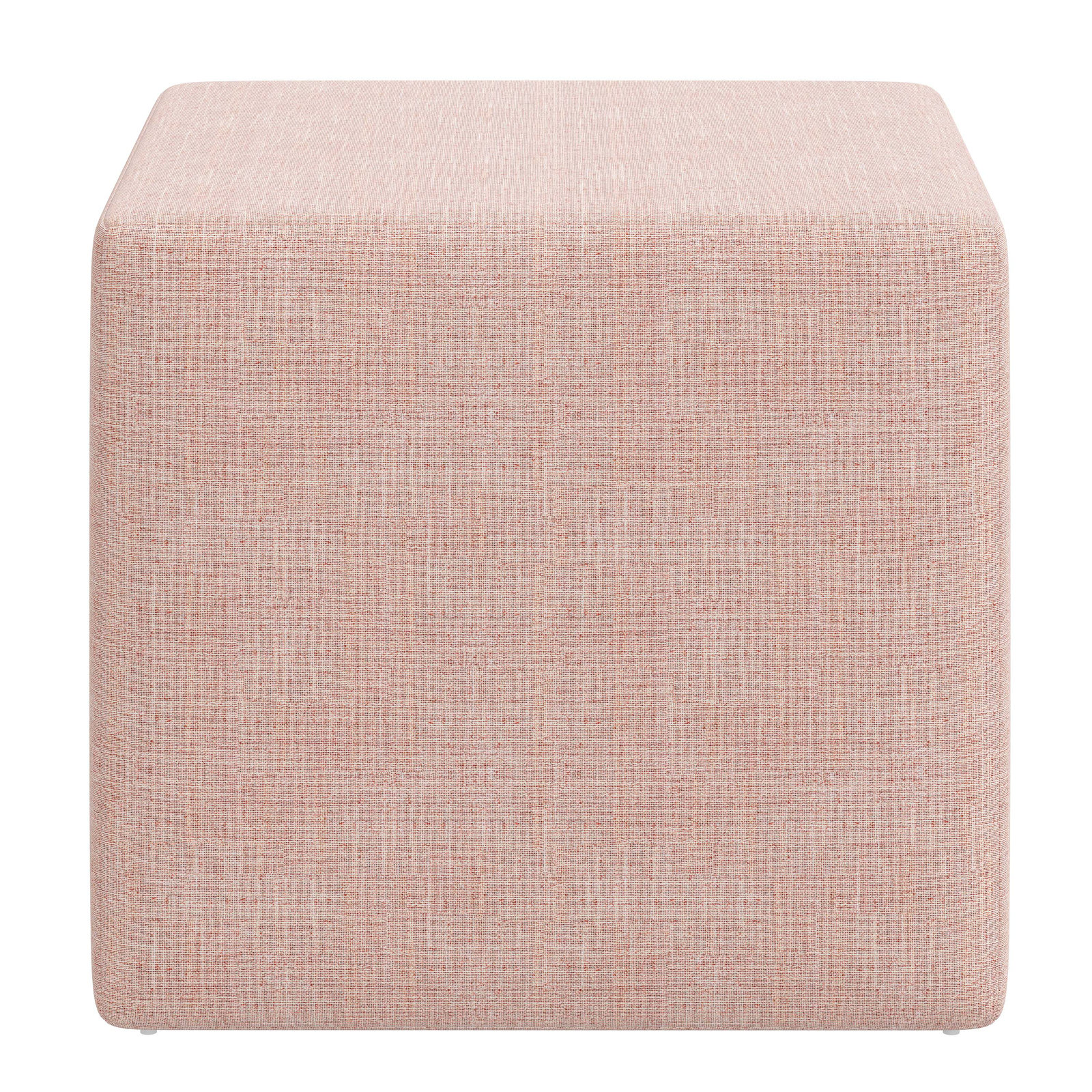 Bence Upholstered Ottoman, Zuma Rosequartz Textured Linen