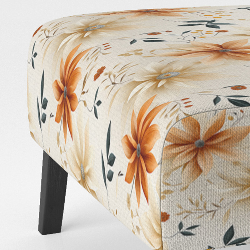 Earthy Mandala Boho Pattern - Upholstered Farmhouse Slipper Chair, Rustic Floral Accent Chair