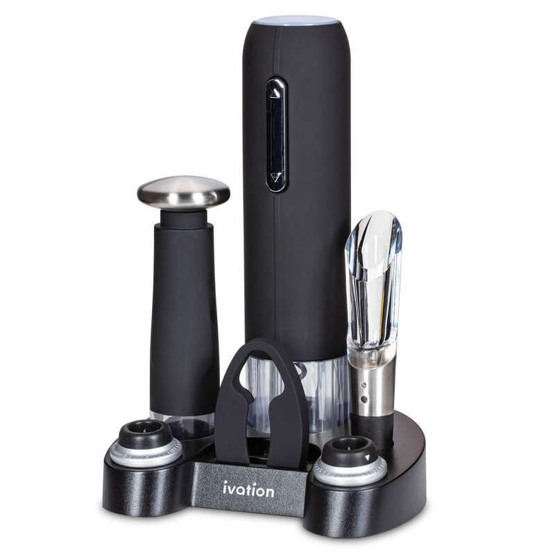 Ivation Black Stainless Steel 7-Piece Electric Wine Opener Set