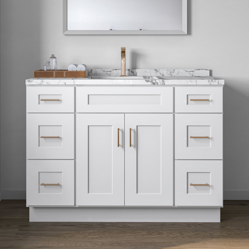 Meuble-lavabo de salle de bain prêt à assembler 48 po - comptoir non inclus, Blanc