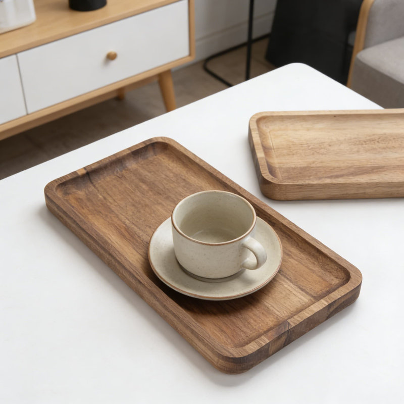 Plateau de meuble-lavabo en bois d'acacia - Organisateur de comptoir de salle de bain multifonctionnel, tableau de cuisine et plateau de service