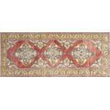 One-of-a-Kind Hand-Knotted 1960s 4'8" x 11'6" Runner Wool Area Rug in Red/Yellow/Brown